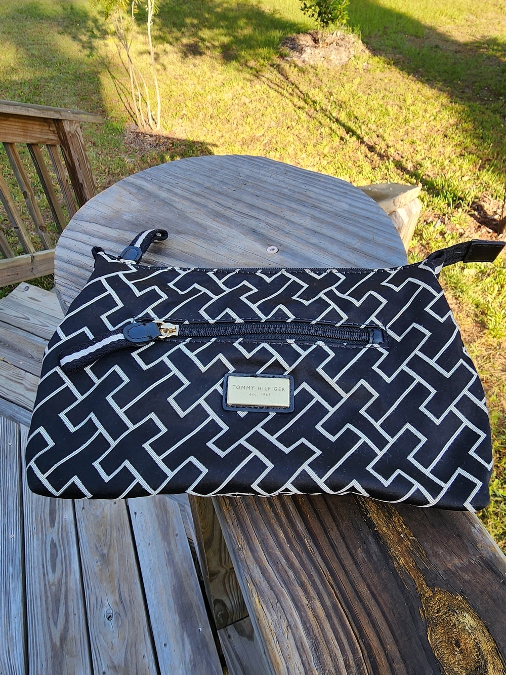 Tommy Hilfiger Black Geometric Cosmetics  Bag